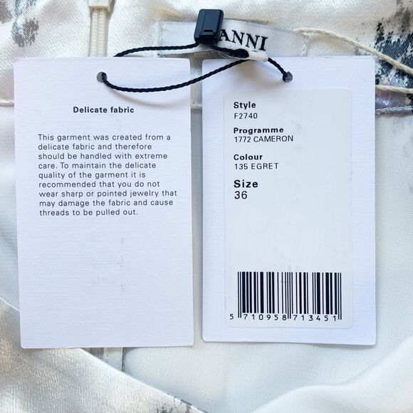 Ganni Cameron Floral Asymmetric Satin Midi Skirt. 36/ small - Picture 6 of 8